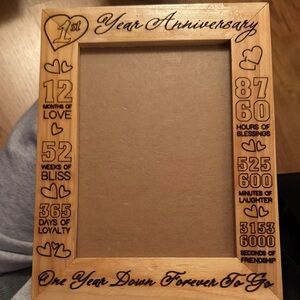 1st Year Anniversary Engraved Wooden Frame